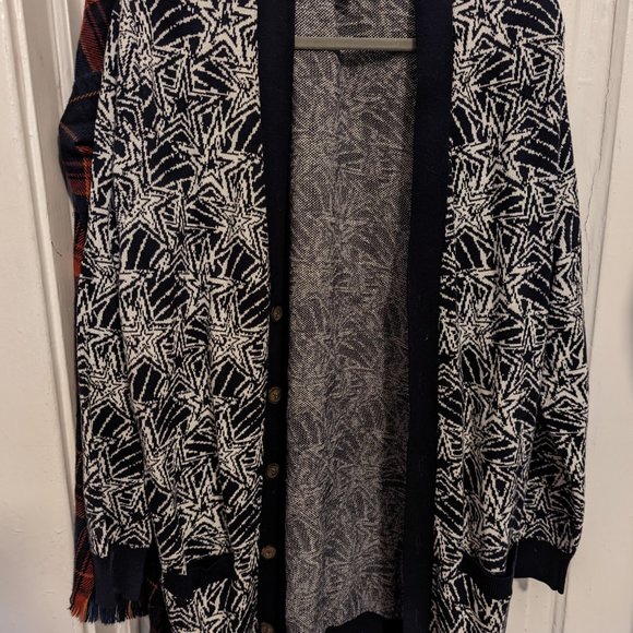 Mens Star Design Long Cardigan - Picture 1 of 2